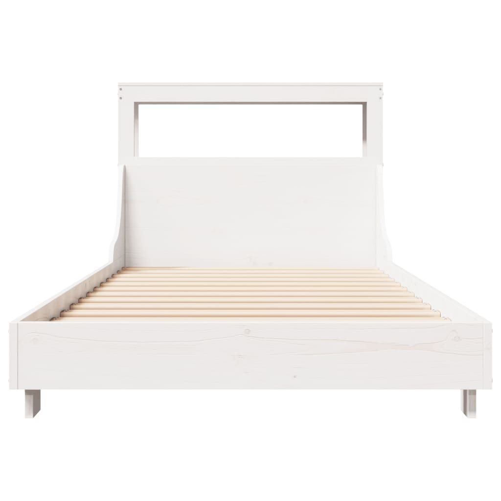 Letto senza Materasso Bianco 90x200 cm Legno Massello di Pino