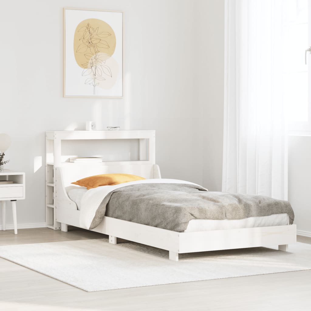 Letto senza Materasso Bianco 90x200 cm Legno Massello di Pino