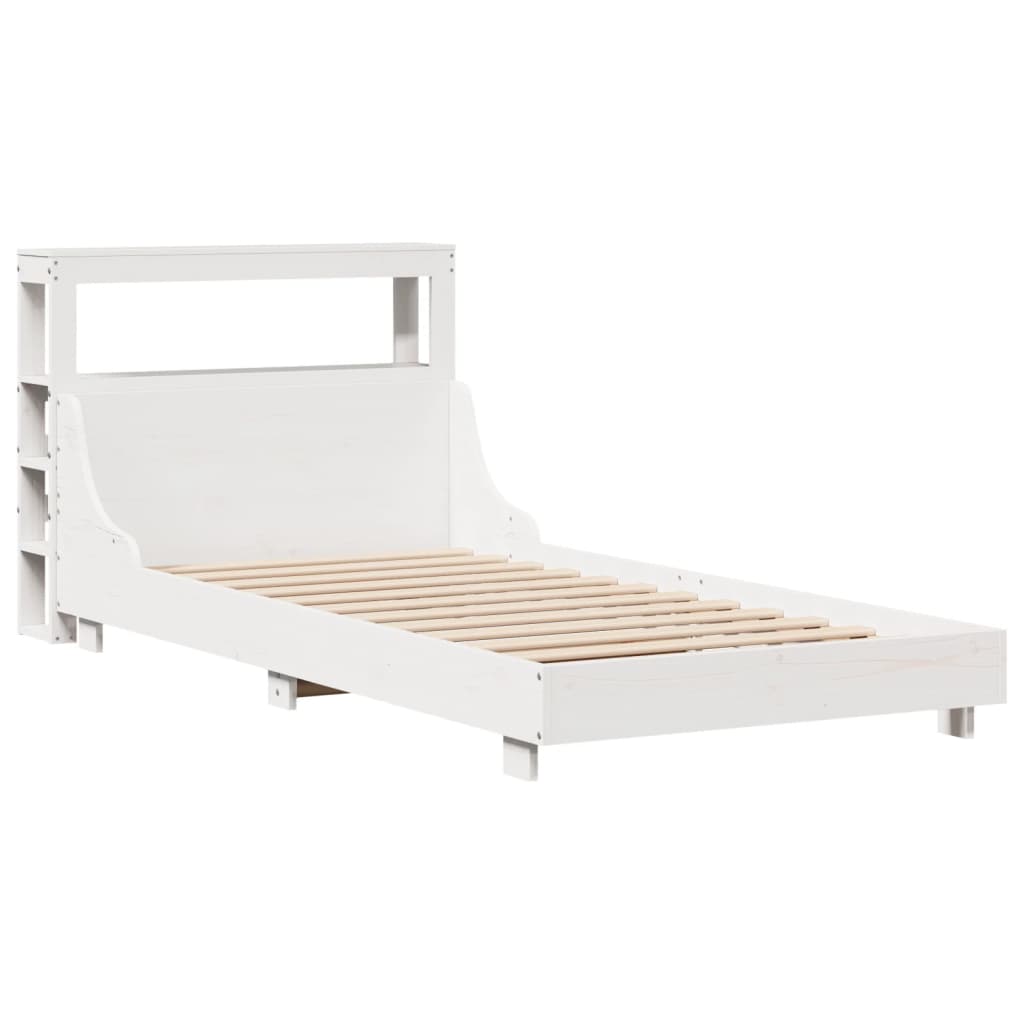 Letto senza Materasso Bianco 90x190 cm in Legno Massello Pino