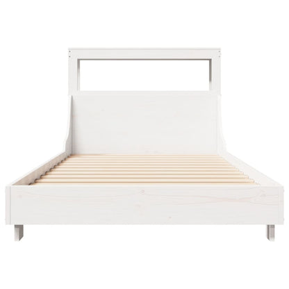 Letto senza Materasso Bianco 75x190 in Legno Massello di Pino