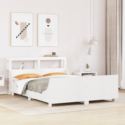 Letto senza Materasso Bianco 150x200 cm Legno Massello di Pino