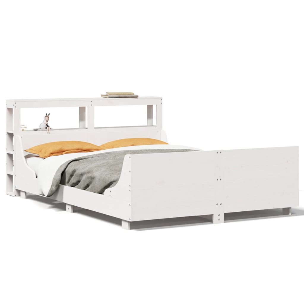 Letto senza Materasso Bianco 140x190 cm Legno Massello di Pino - homemem39