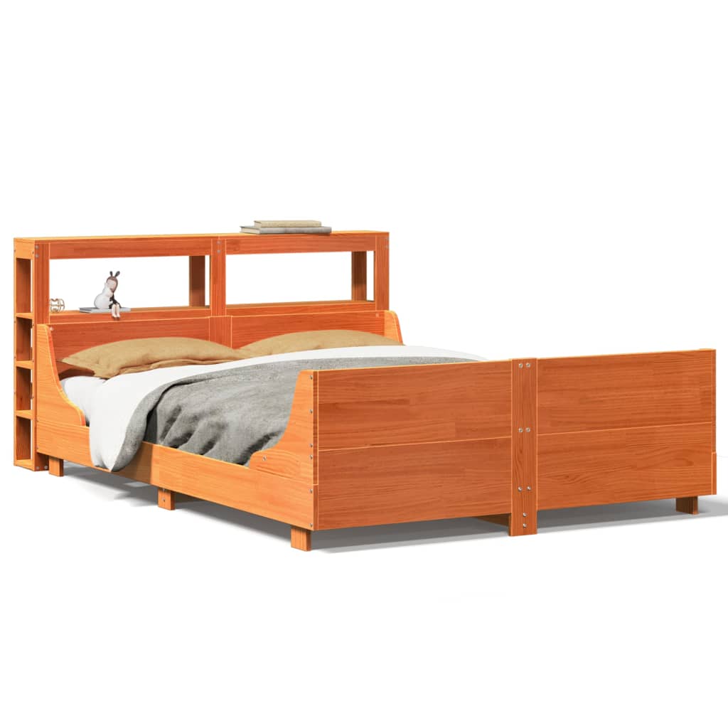 Letto senza Materasso Marrone Cera 135x190 cm in Legno di Pino - homemem39