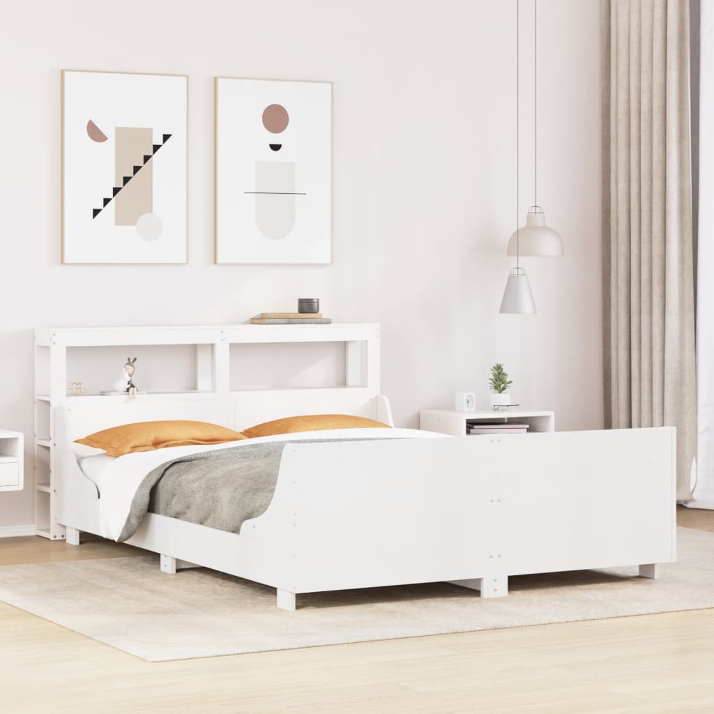 Letto senza Materasso Bianco 120x190 cm Legno Massello di Pino - homemem39