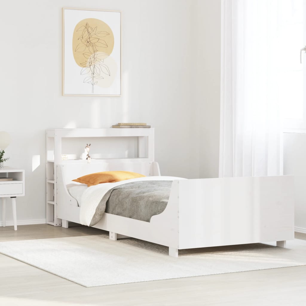 Letto senza Materasso Bianco 90x190 cm in Legno Massello Pino - homemem39