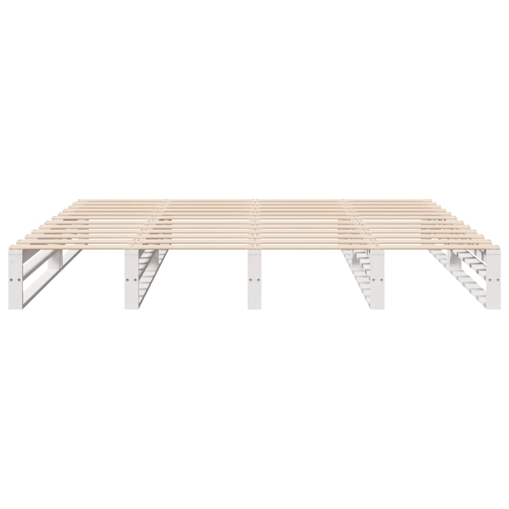 Giroletto con Testiera Bianco 200x200 cm Legno Massello di Pino