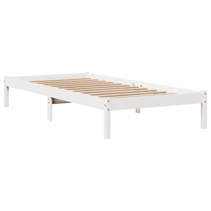 Letto senza Materasso Bianco 75x190 in Legno Massello di Pino