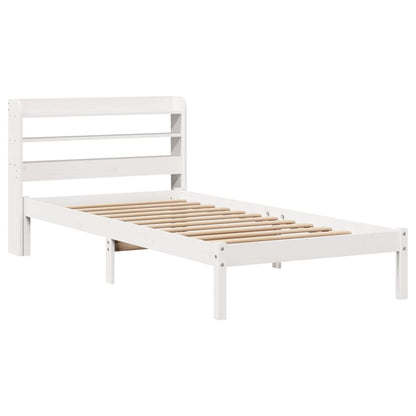 Letto senza Materasso Bianco 90x190 cm in Legno Massello Pino