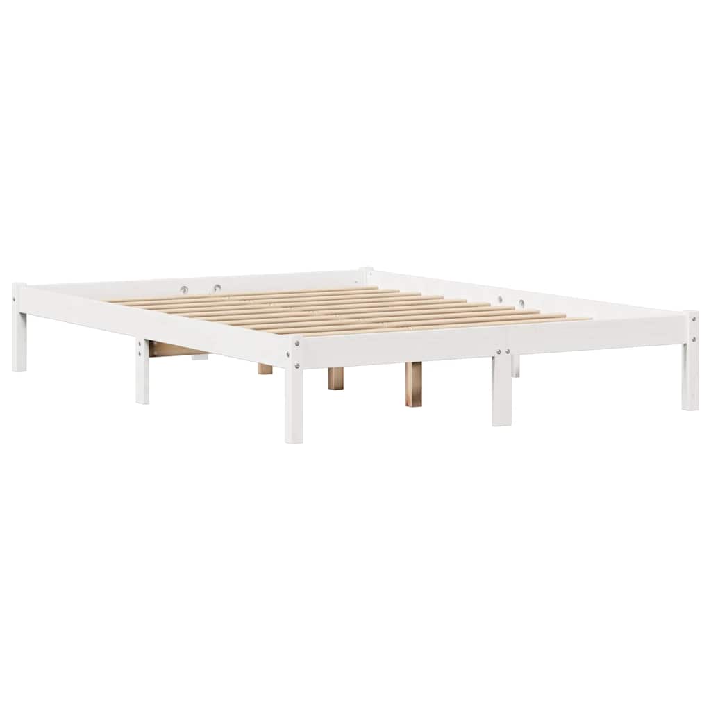 Letto senza Materasso Bianco 135x190 cm Legno Massello di Pino | homemem39