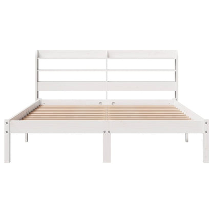 Letto senza Materasso Bianco 140x190 cm Legno Massello di Pino