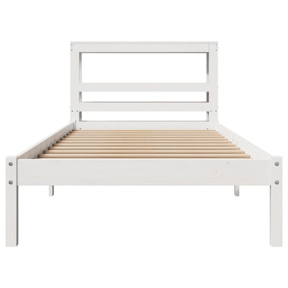 Letto senza Materasso Bianco 90x200 cm Legno Massello di Pino