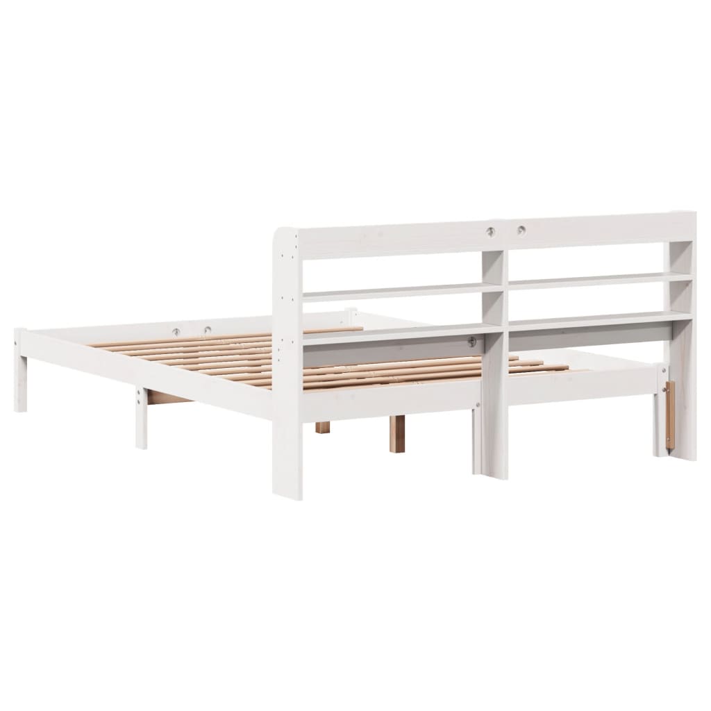 Letto senza Materasso Bianco 150x200 cm Legno Massello di Pino