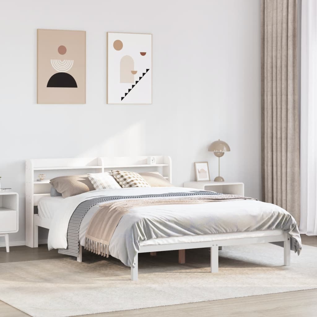 Letto senza Materasso Bianco 150x200 cm Legno Massello di Pino