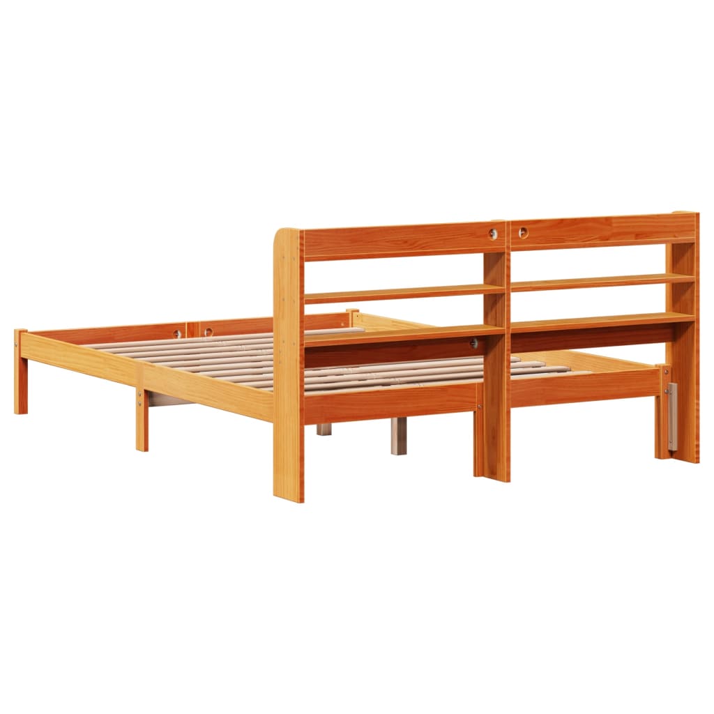 Giroletto con Testiera Marrone Cera 140x190 cm Massello Pino | homemem39
