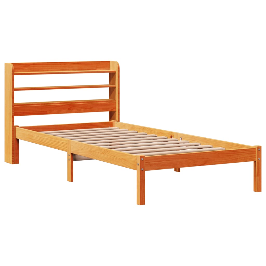 Giroletto con Testiera Marrone Cera 100x200 cm Massello Pino | homemem39