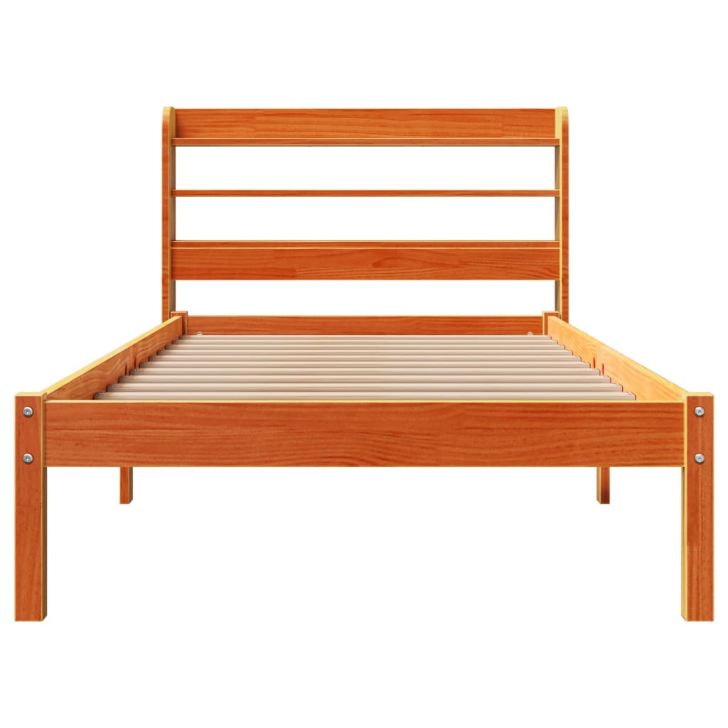 Giroletto con Testiera Marrone Cera 100x200 cm Massello Pino | homemem39