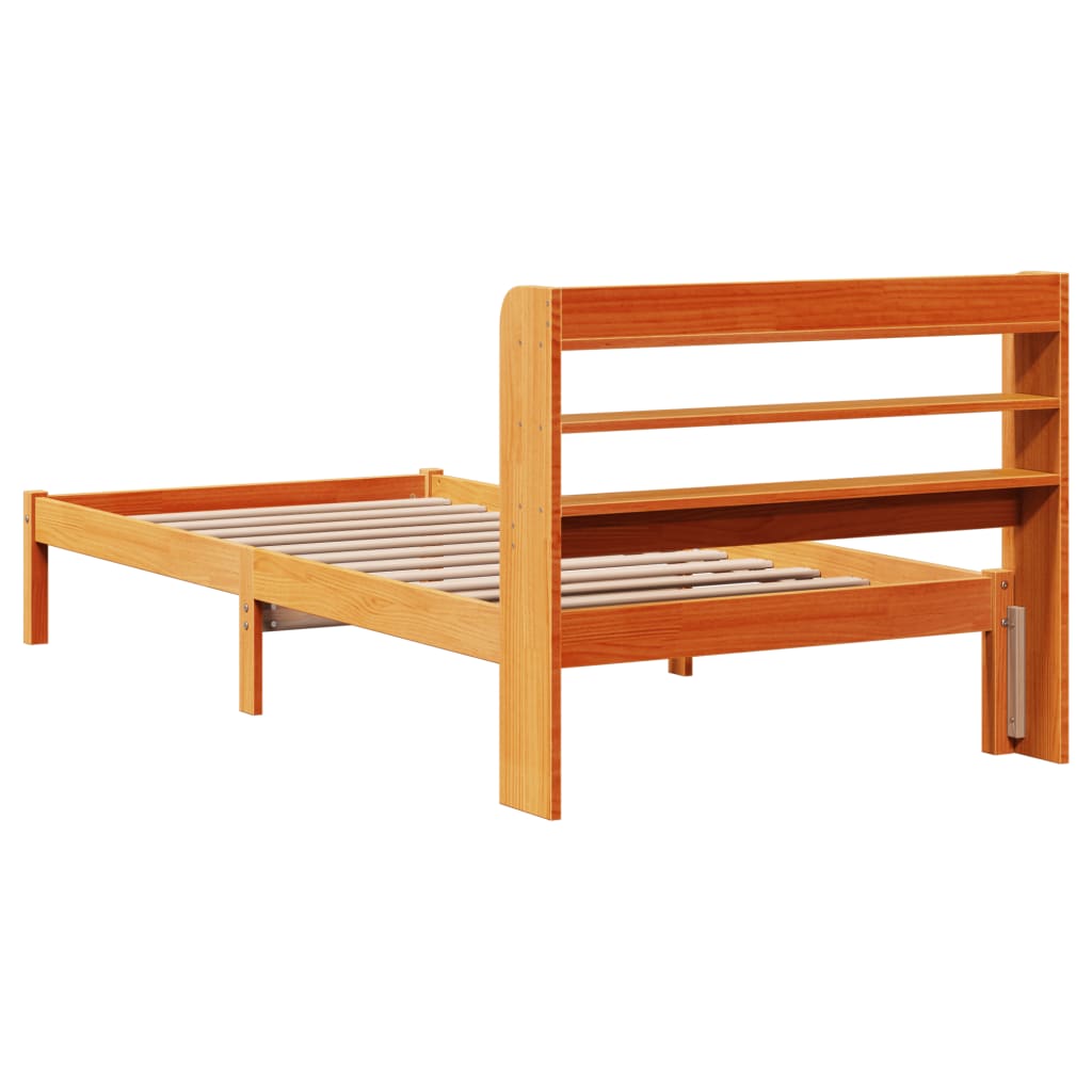 Giroletto con Testiera Marrone Cera 100x200 cm Massello Pino | homemem39