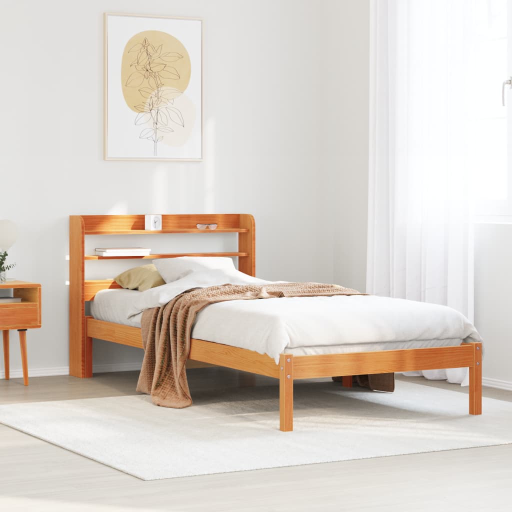 Giroletto con Testiera Marrone Cera 100x200 cm Massello Pino | homemem39