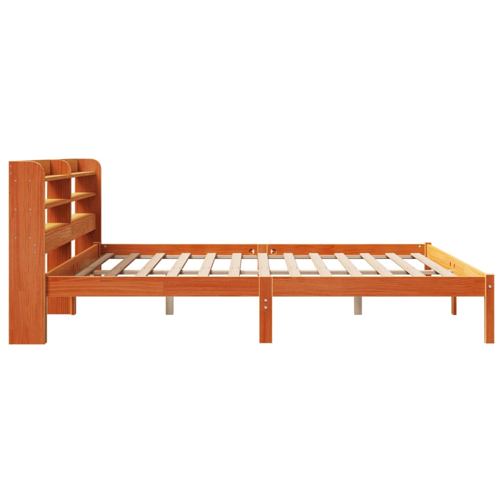 Giroletto con Testiera Marrone Cera 200x200 cm Massello Pino | homemem39