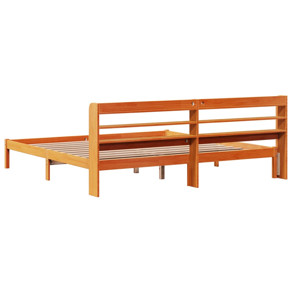 Giroletto con Testiera Marrone Cera 200x200 cm Massello Pino | homemem39
