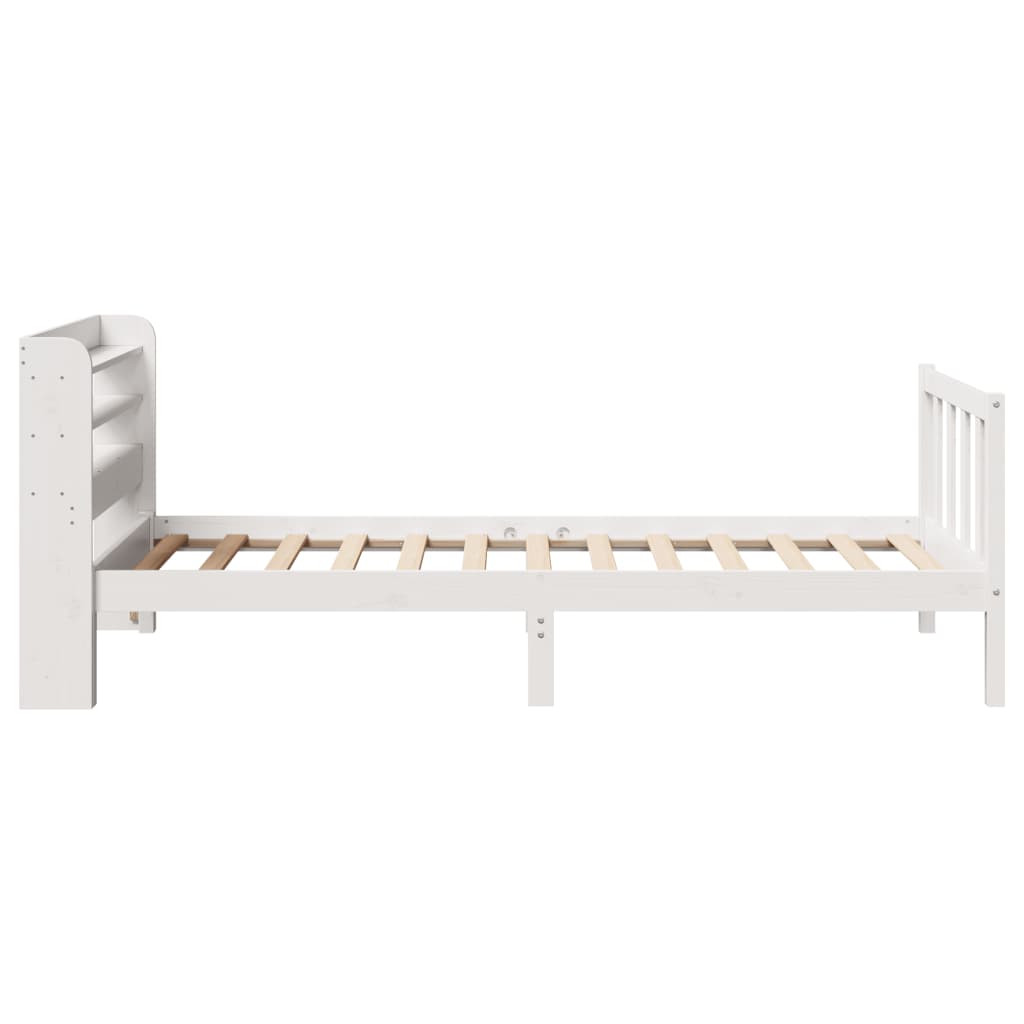 Letto senza Materasso Bianco 75x190 in Legno Massello di Pino - homemem39