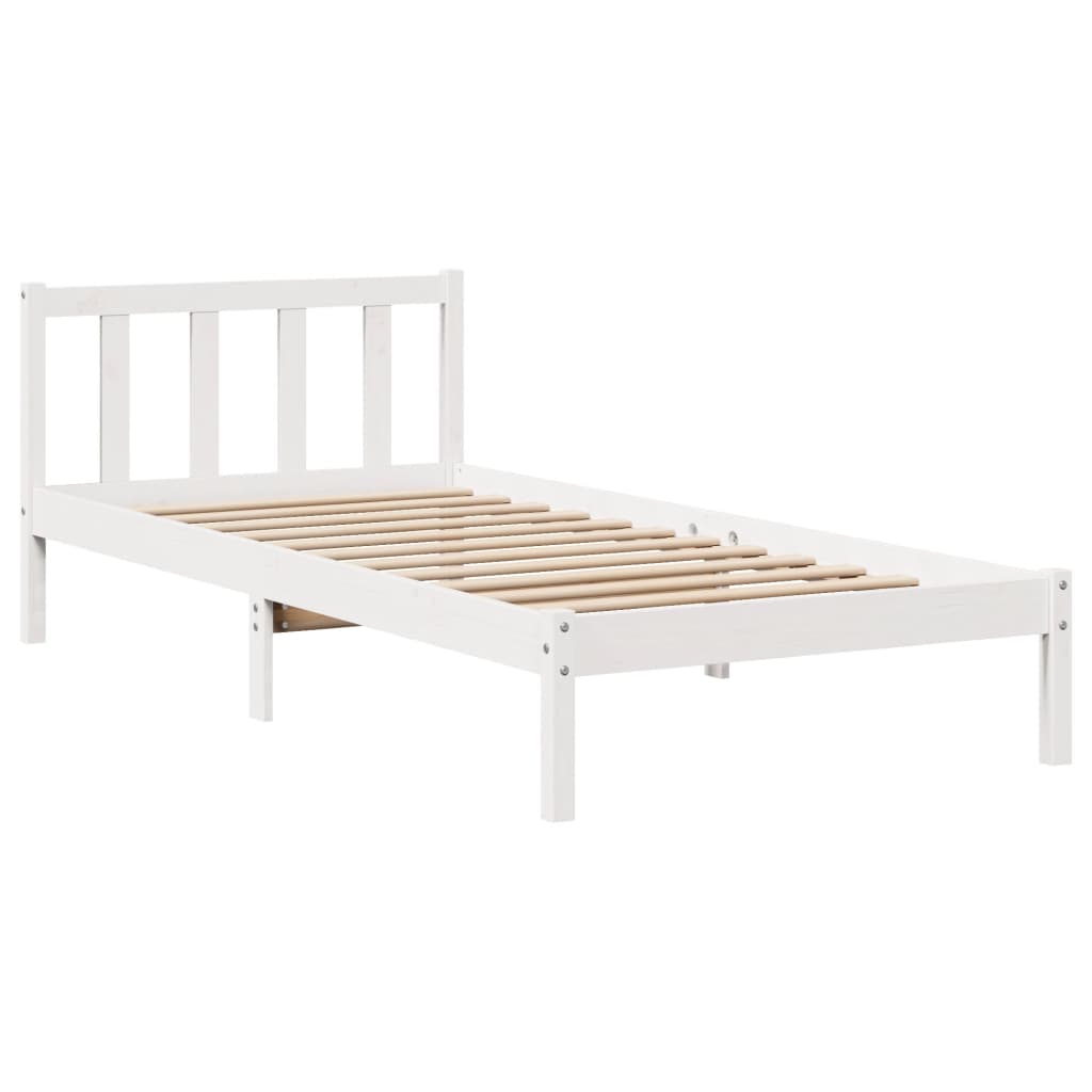 Letto senza Materasso Bianco 90x190 cm in Legno Massello Pino