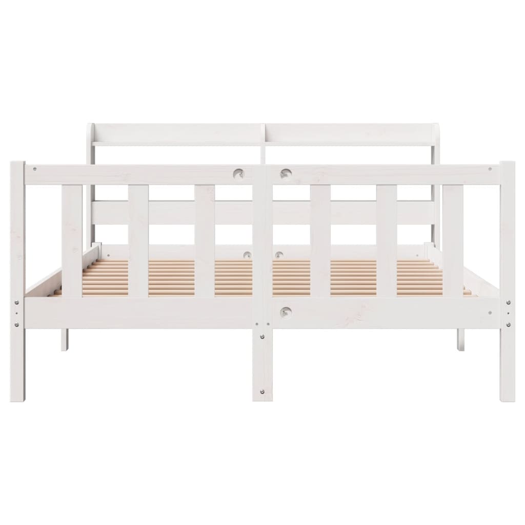 Letto senza Materasso Bianco 140x190 cm Legno Massello di Pino