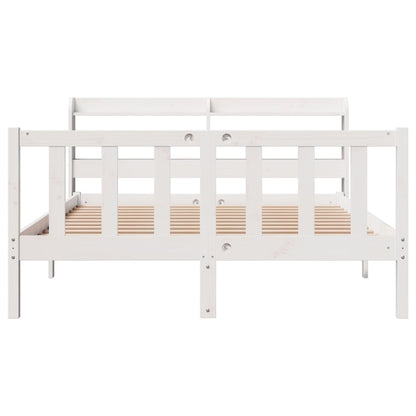 Letto senza Materasso Bianco 160x200 cm Legno Massello di Pino