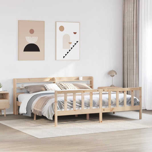 Letto senza Materasso 200x200 cm in Legno Massello di Pino - homemem39