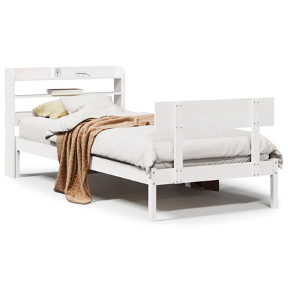 Letto senza Materasso Bianco 75x190 in Legno Massello di Pino