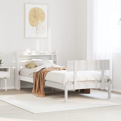 Letto senza Materasso Bianco 90x190 cm in Legno Massello Pino