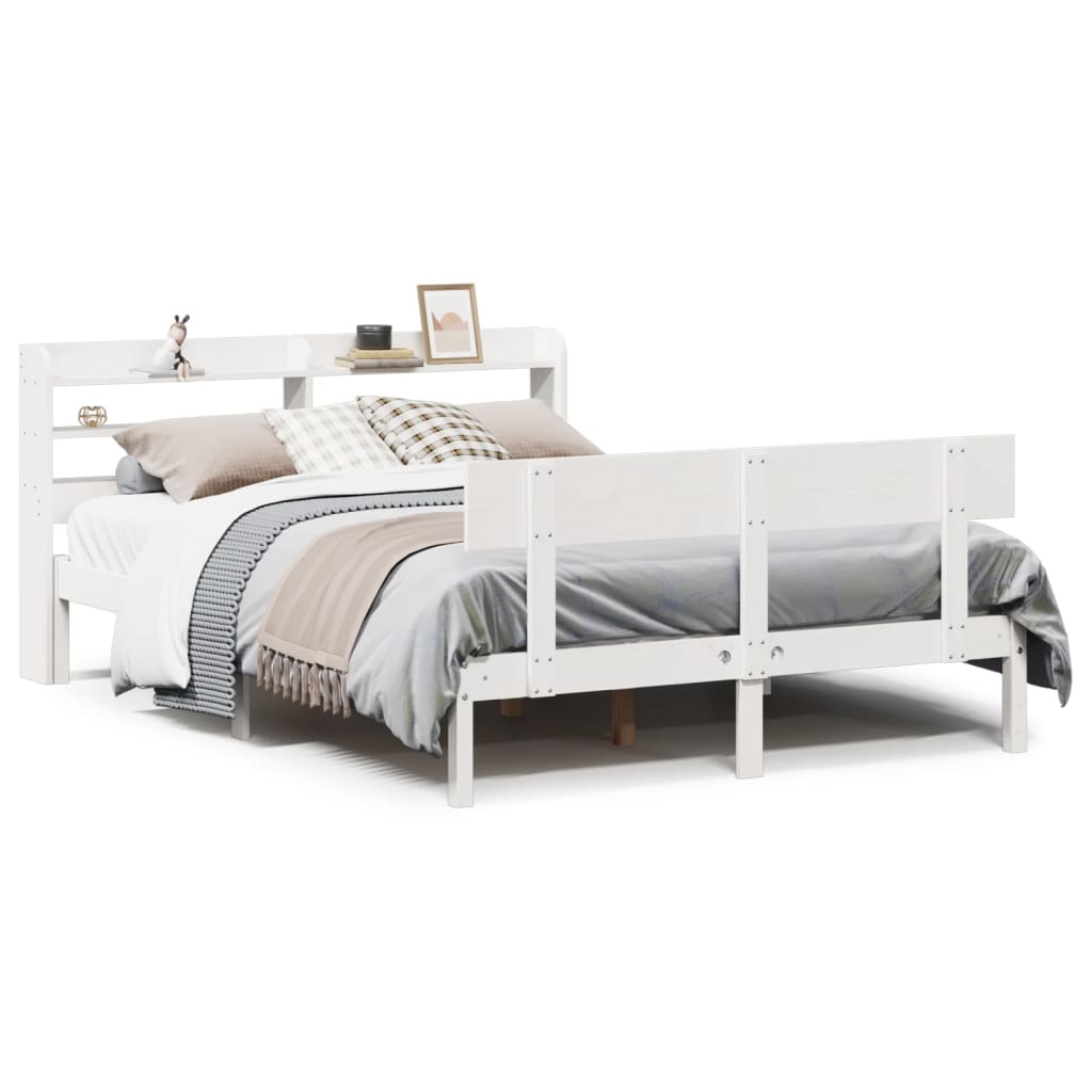 Letto senza Materasso Bianco 120x190 cm Legno Massello di Pino