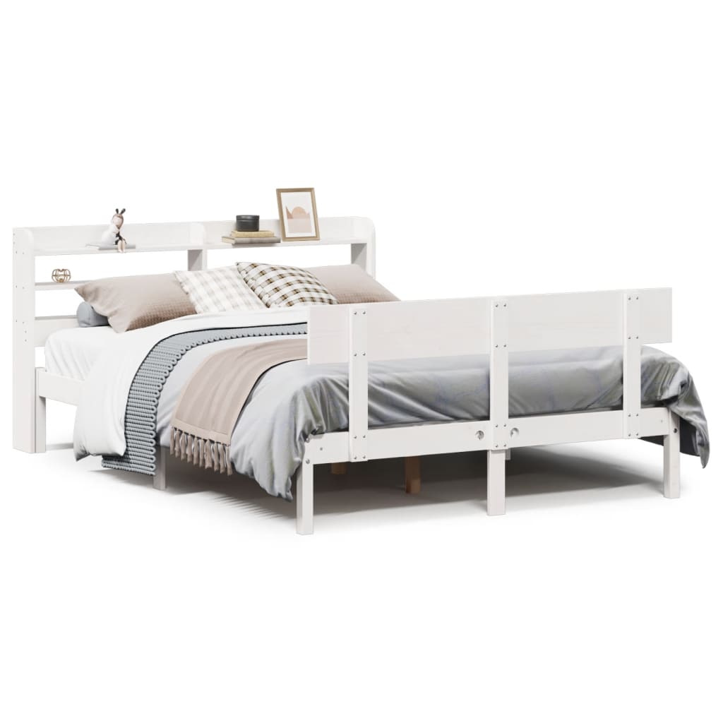 Letto senza Materasso Bianco 135x190 cm Legno Massello di Pino