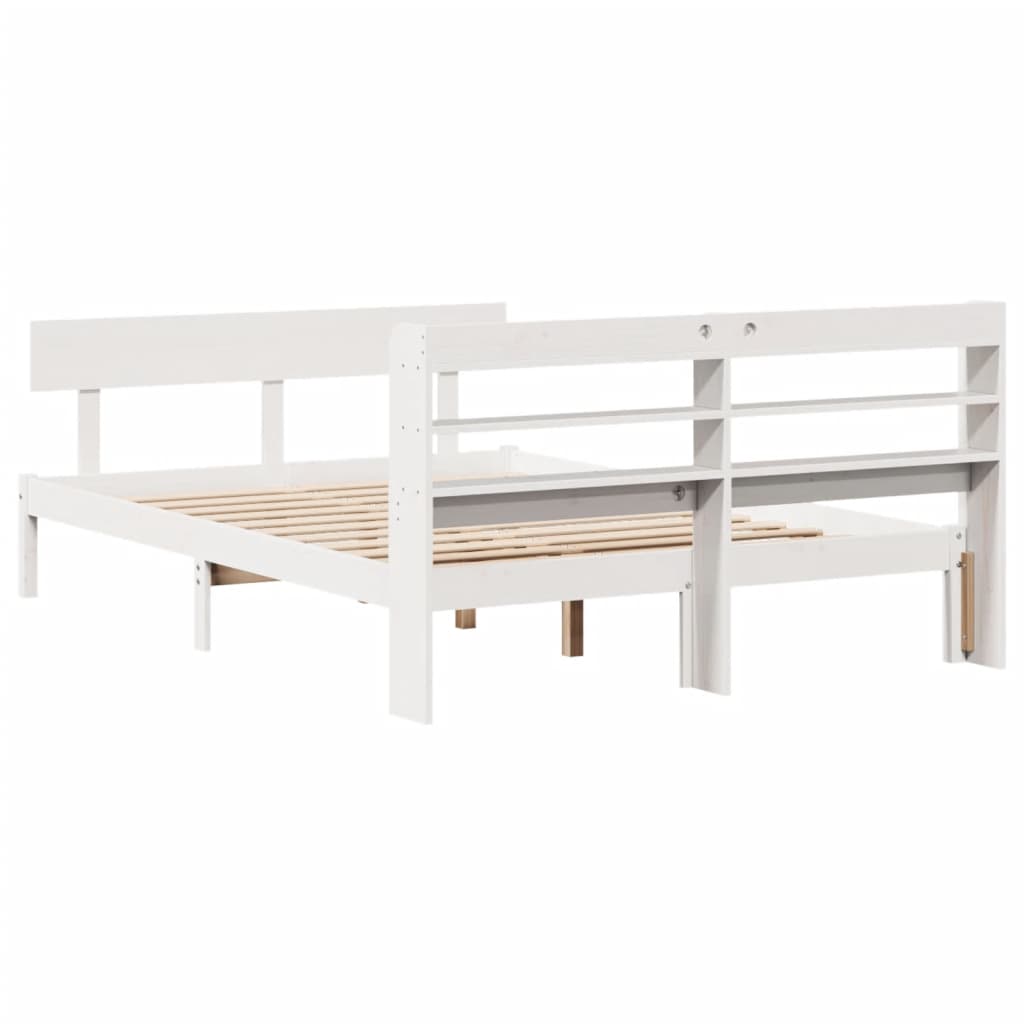 Letto senza Materasso Bianco 140x190 cm Legno Massello di Pino