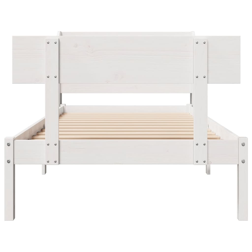 Letto senza Materasso Bianco 90x200 cm Legno Massello di Pino