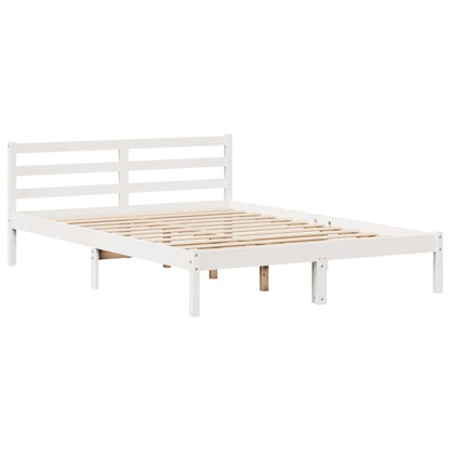 Giroletto con Testiera Bianco 135x190 cm Legno Massello di Pino