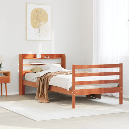 Letto senza Materasso Marrone Cera 90x190 cm in Legno di Pino