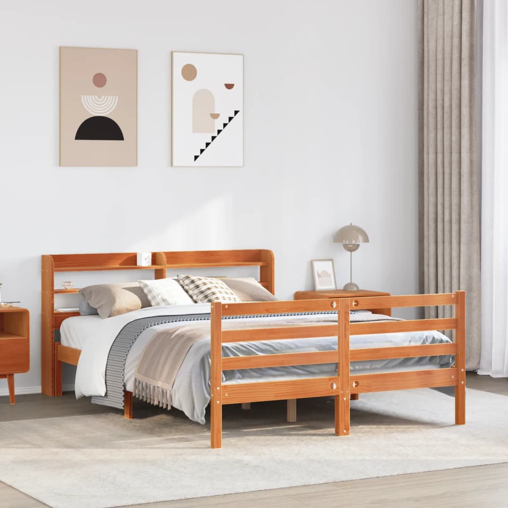 Letto senza Materasso Marrone Cera 120x190 cm in Legno di Pino