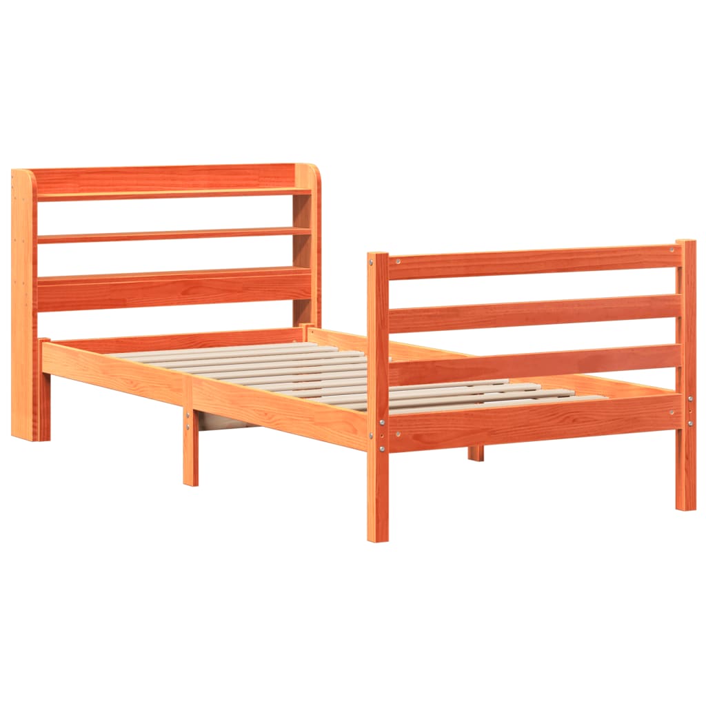 Letto senza Materasso Marrone Cera 90x200 cm Legno di Pino