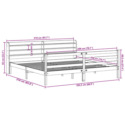 Letto senza Materasso Marrone Cera 200x200 cm in Legno di Pino