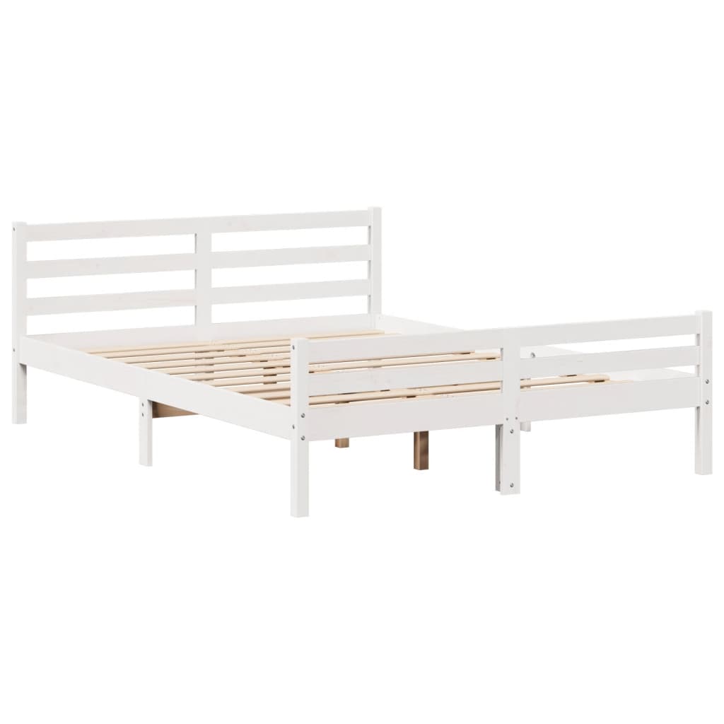 Giroletto con Testiera Bianco 135x190 cm Legno Massello di Pino | homemem39