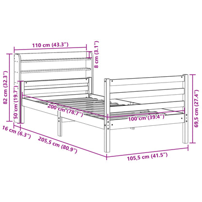 Giroletto con Testiera 100x200 cm Legno Massello di Pino | homemem39