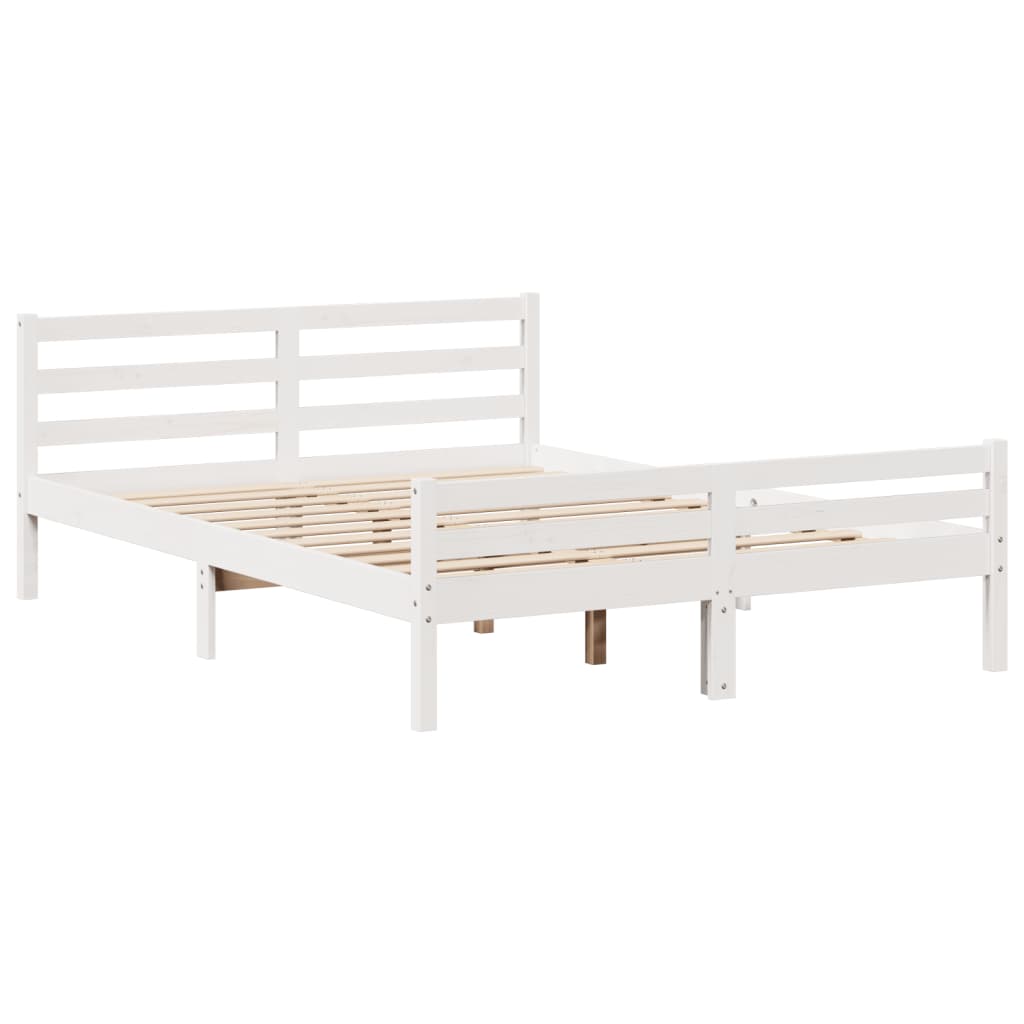 Giroletto con Testiera Bianco 150x200 cm Legno Massello di Pino | homemem39