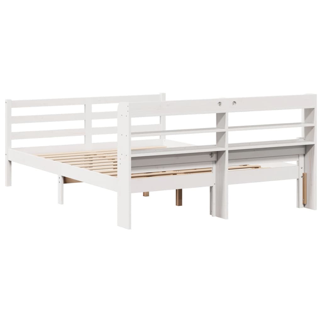 Giroletto con Testiera Bianco 150x200 cm Legno Massello di Pino | homemem39
