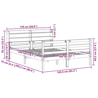 Giroletto con Testiera 160x200 cm in Legno Massello di Pino - homemem39