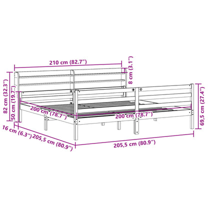Giroletto con Testiera 200x200 cm in Legno Massello di Pino | homemem39