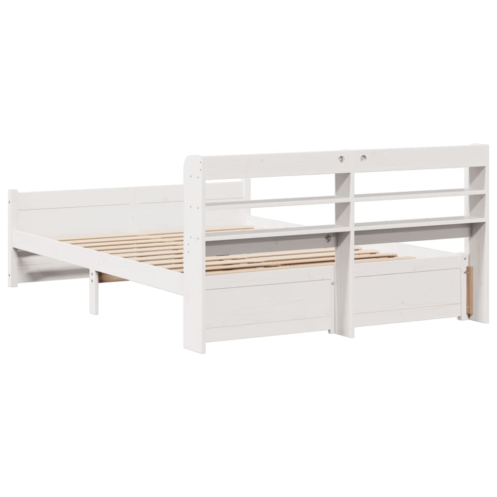 Giroletto con Testiera Bianco 135x190 cm Legno Massello di Pino - homemem39