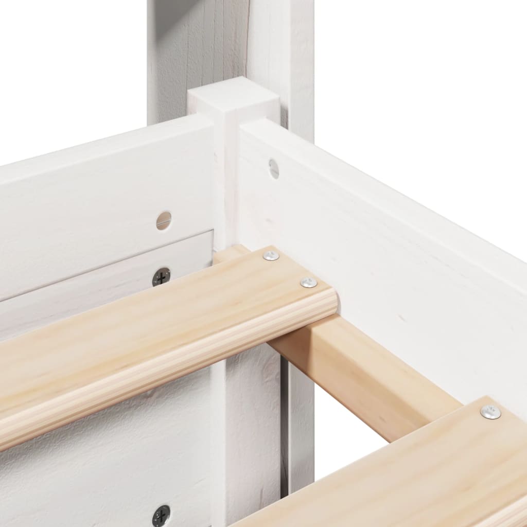 Giroletto con Testiera Bianco 135x190 cm Legno Massello di Pino - homemem39