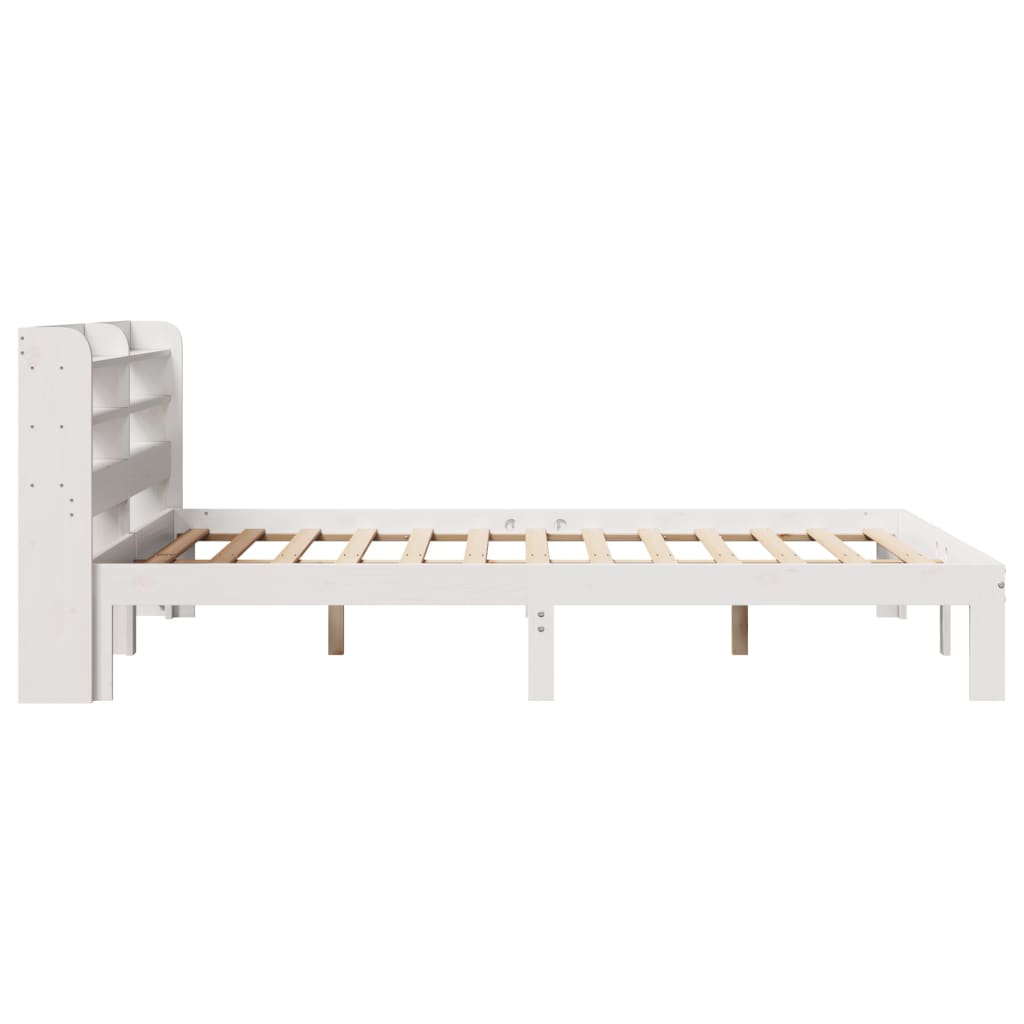 Giroletto con Testiera Bianco 135x190 cm Legno Massello di Pino