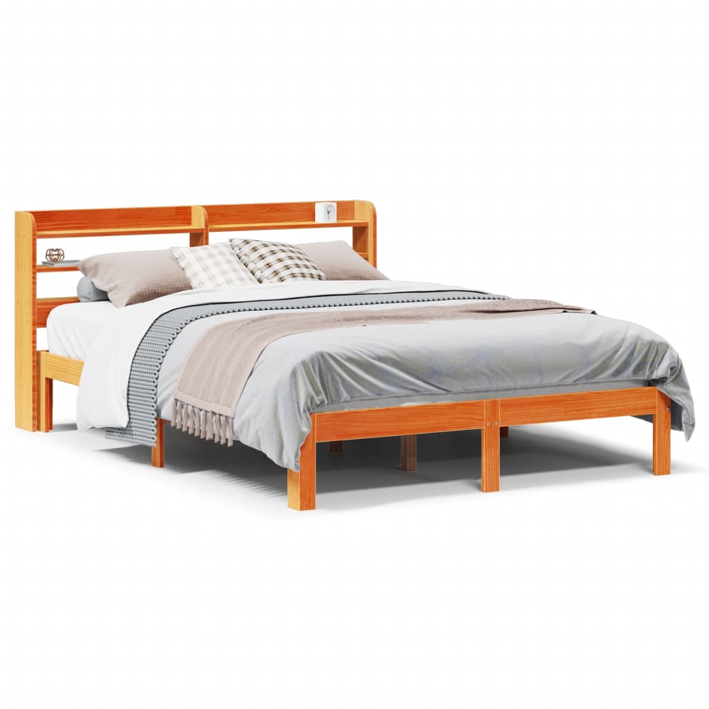 Letto senza Materasso Marrone Cera 120x190 cm in Legno di Pino